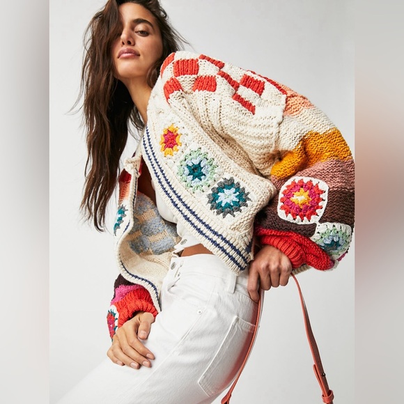 Free People Sweaters - Free People Clear Skies Cardi in Cream Combo